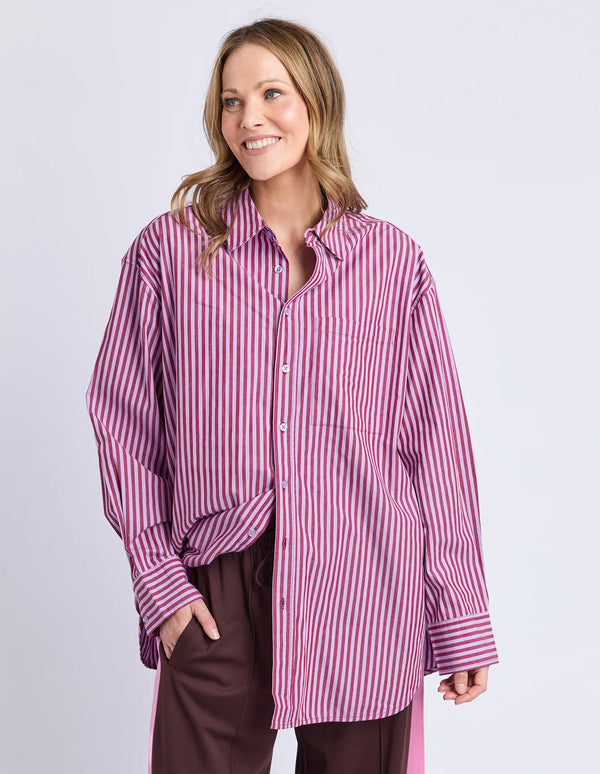 Lila Stripe Shirt - Maroon Lilac Stripe