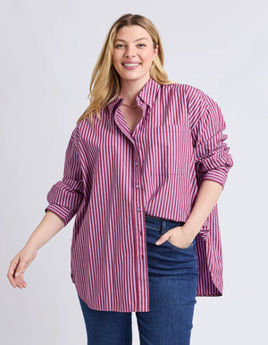 Lila Stripe Shirt - Maroon Lilac Stripe