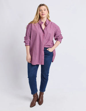 Lila Stripe Shirt - Maroon Lilac Stripe