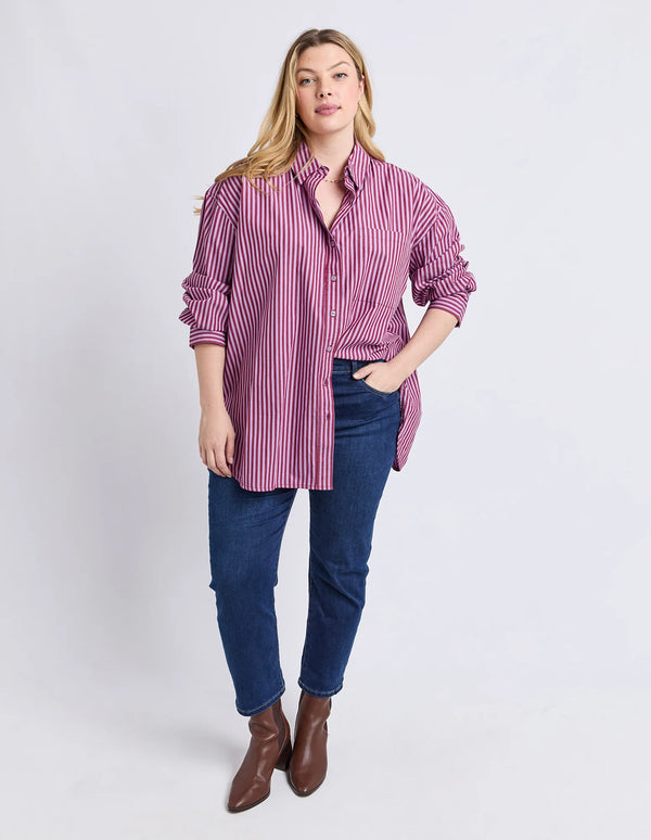 Lila Stripe Shirt - Maroon Lilac Stripe