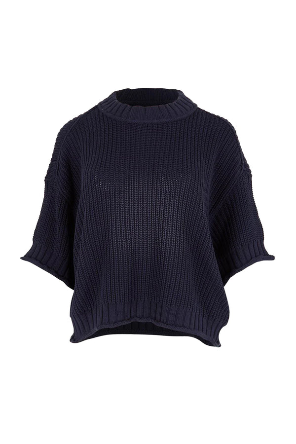 Luela Short Sleeve Knit - Navy