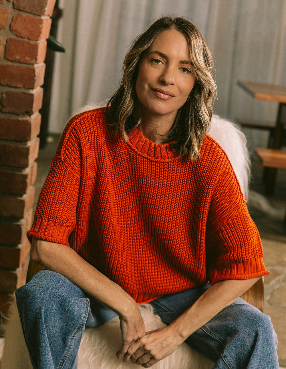 Luela Short Sleeve Knit - Orange