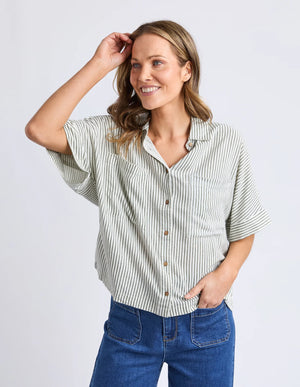 Ruth Short Sleeve Shirt - Basil Stripe