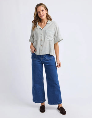 Ruth Short Sleeve Shirt - Basil Stripe