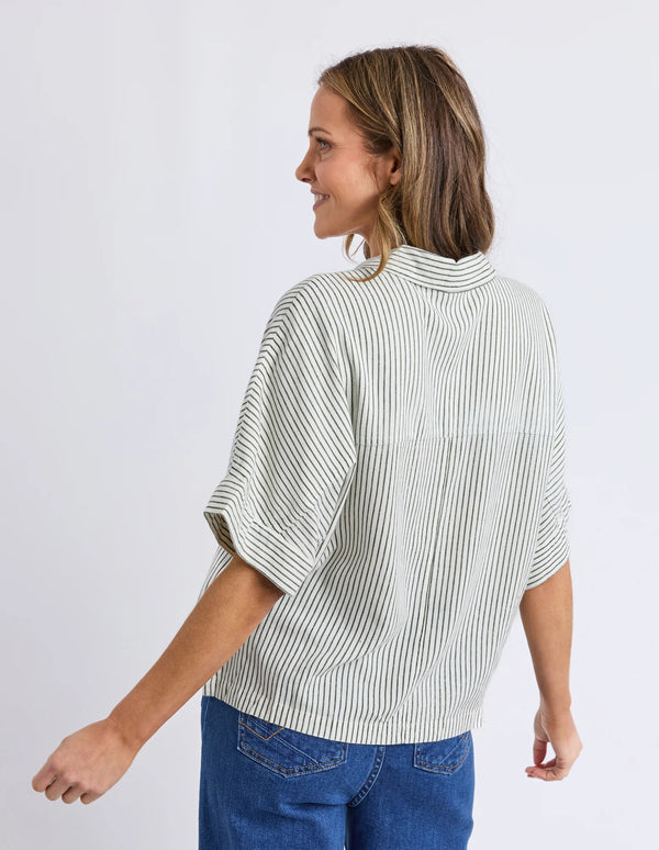 Ruth Short Sleeve Shirt - Basil Stripe