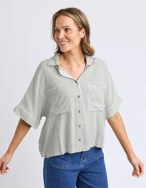 Ruth Short Sleeve Shirt - Basil Stripe