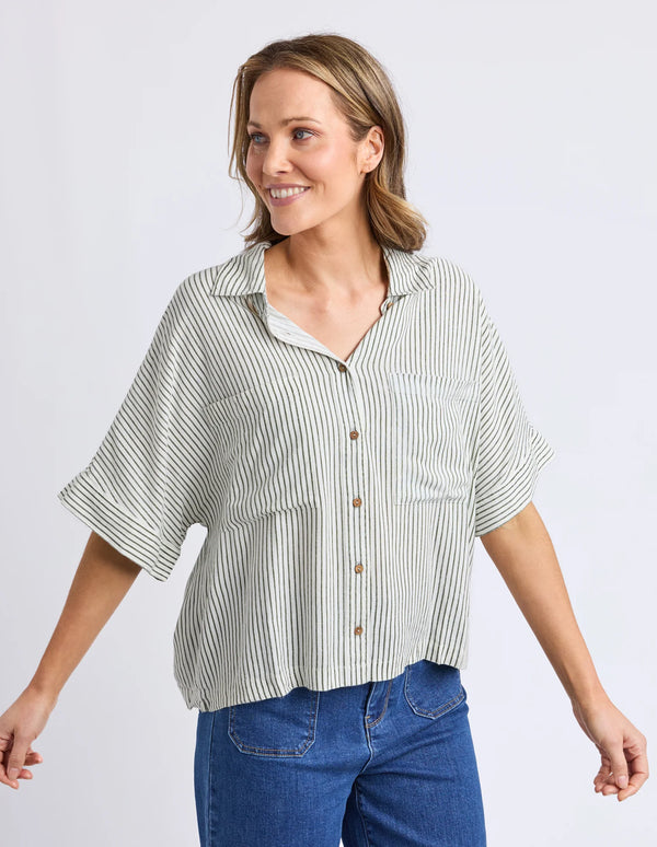 Ruth Short Sleeve Shirt - Basil Stripe