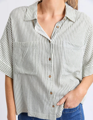 Ruth Short Sleeve Shirt - Basil Stripe