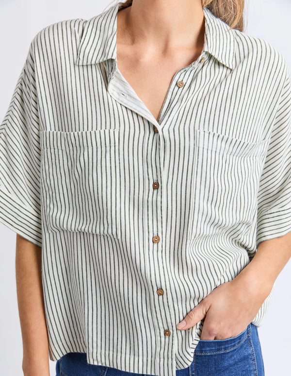 Ruth Short Sleeve Shirt - Basil Stripe