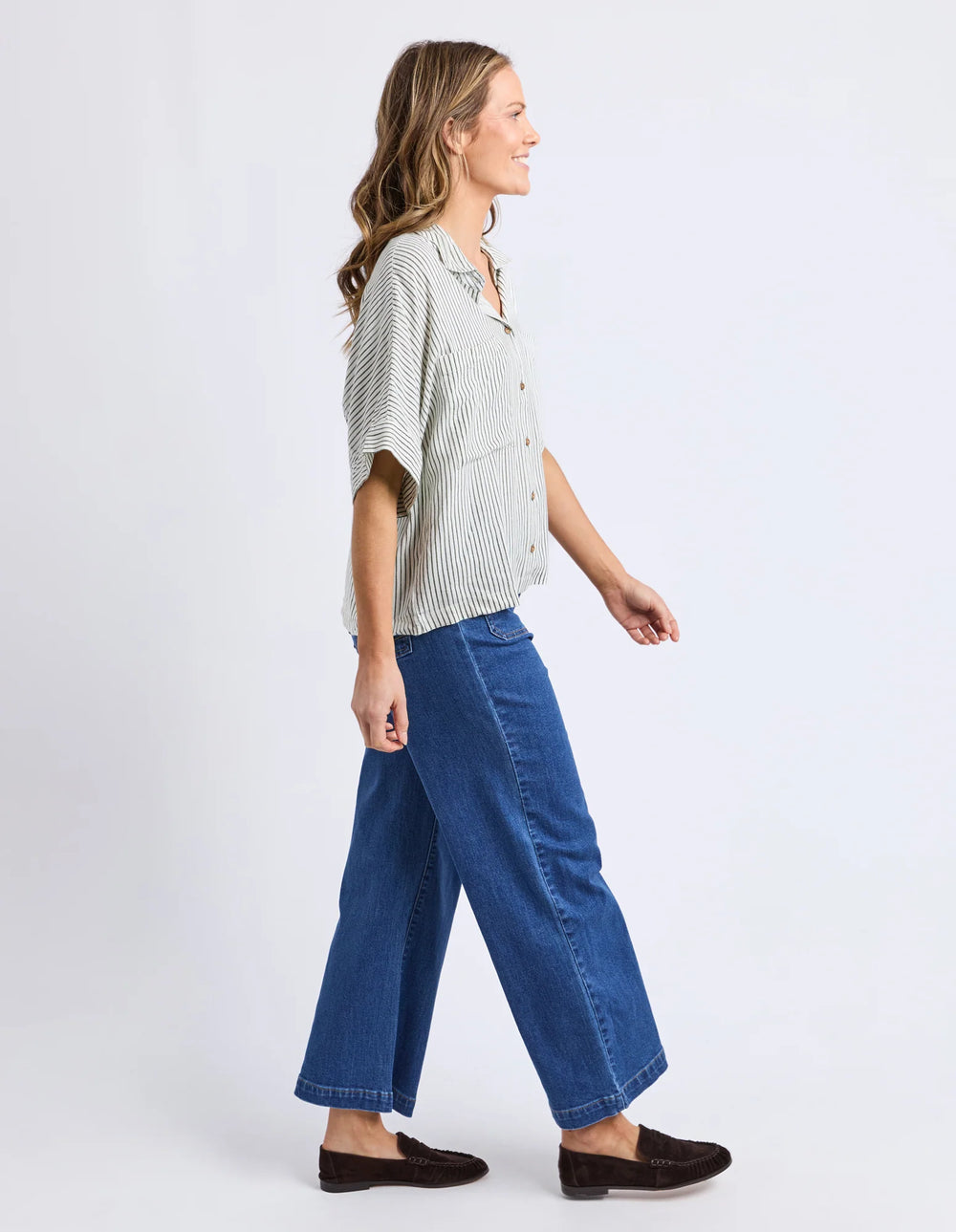 Ruth Short Sleeve Shirt - Basil Stripe