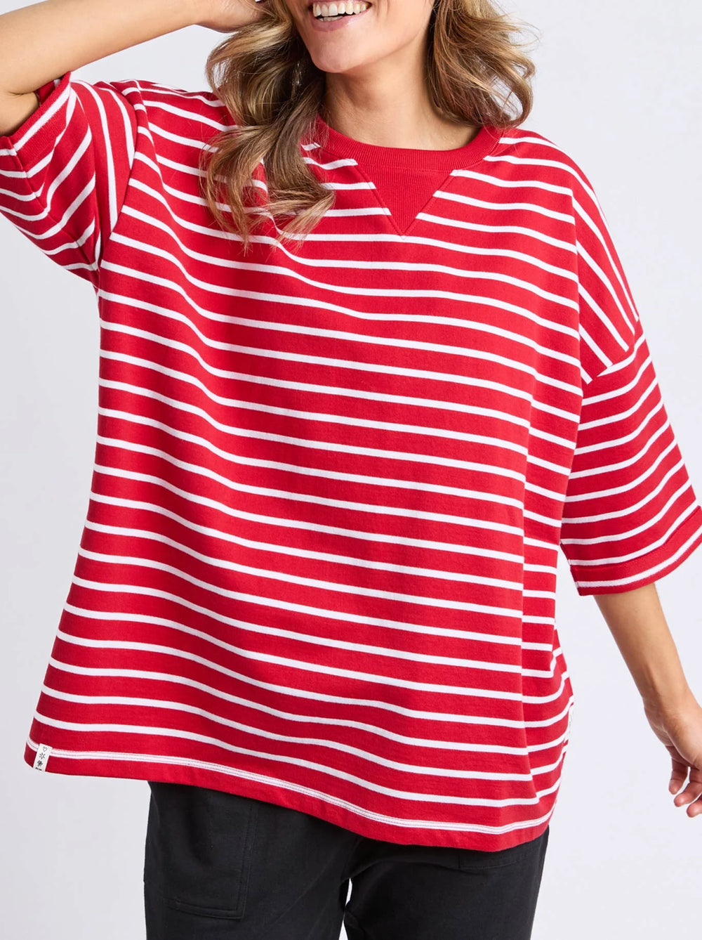 Valentina Sweat - Cranberry/White Stripe