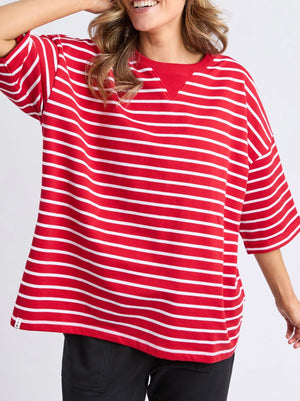 Valentina Sweat - Cranberry/White Stripe