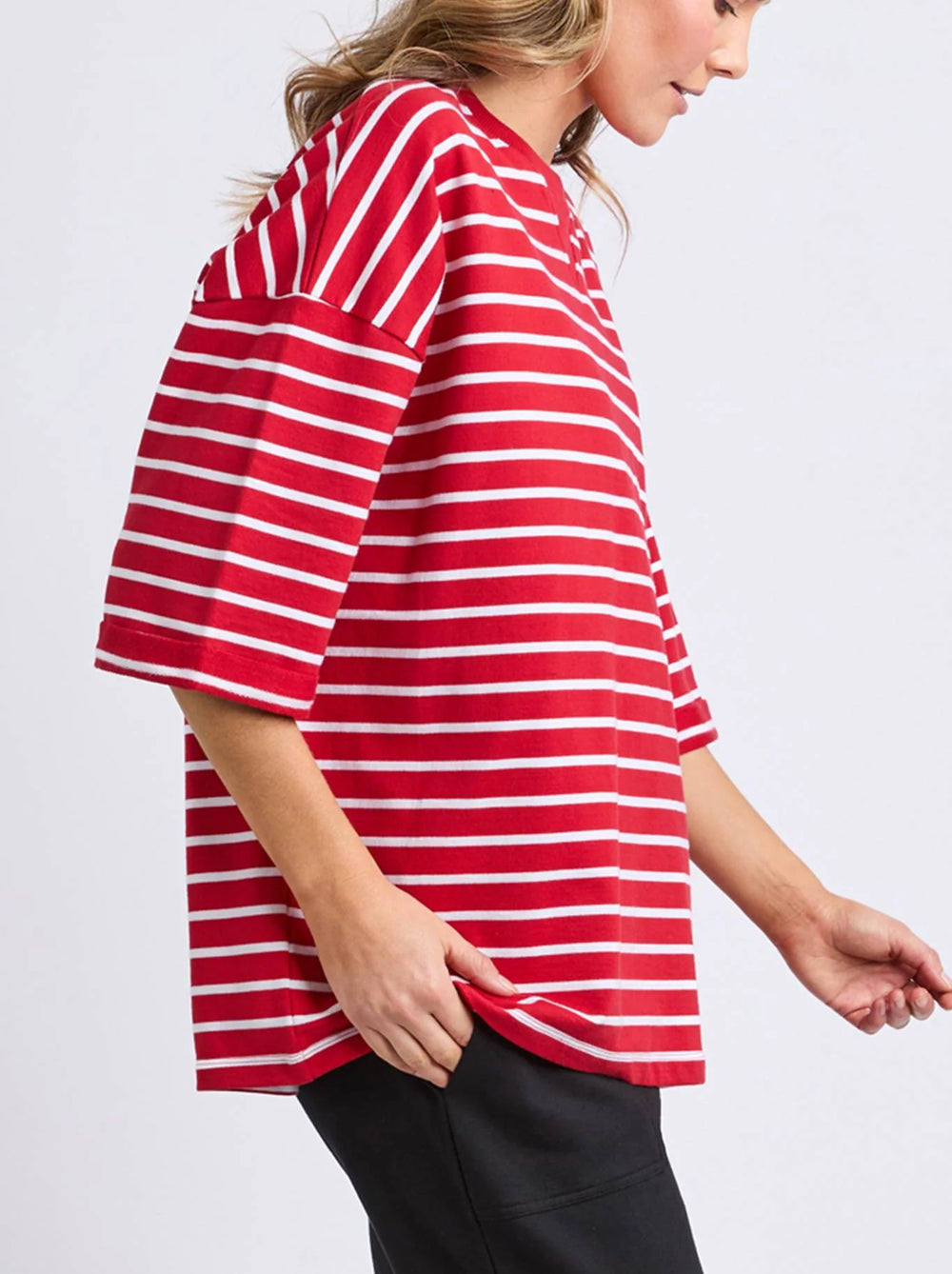 Valentina Sweat - Cranberry/White Stripe