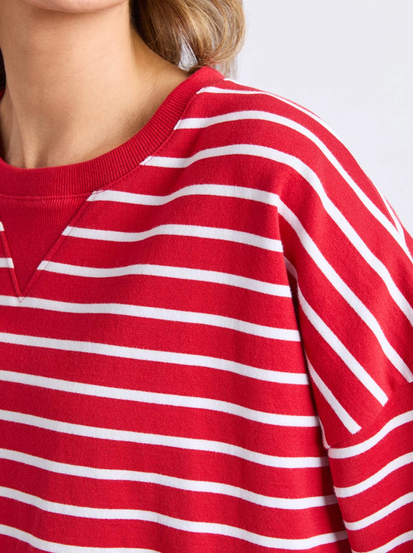 Valentina Sweat - Cranberry/White Stripe