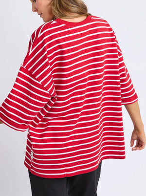 Valentina Sweat - Cranberry/White Stripe