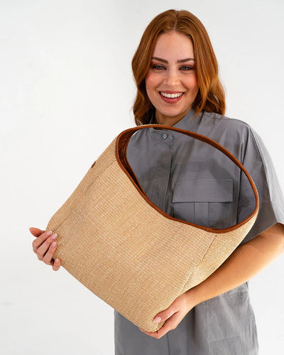 Arcadia Tote - Tan Pebble / Natural Weave