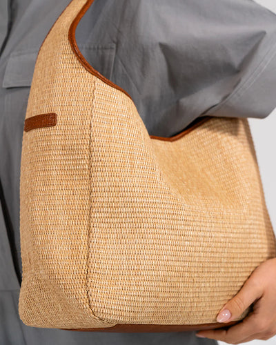 Arcadia Tote - Tan Pebble / Natural Weave