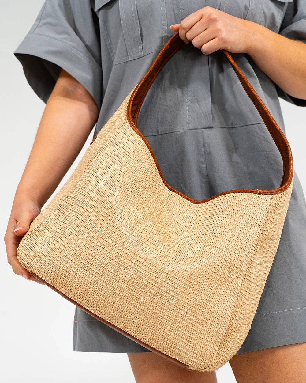 Arcadia Tote - Tan Pebble / Natural Weave