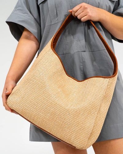 Arcadia Tote - Tan Pebble / Natural Weave