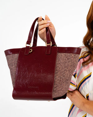 Carnegie Tote - Burgundy/Coco weave