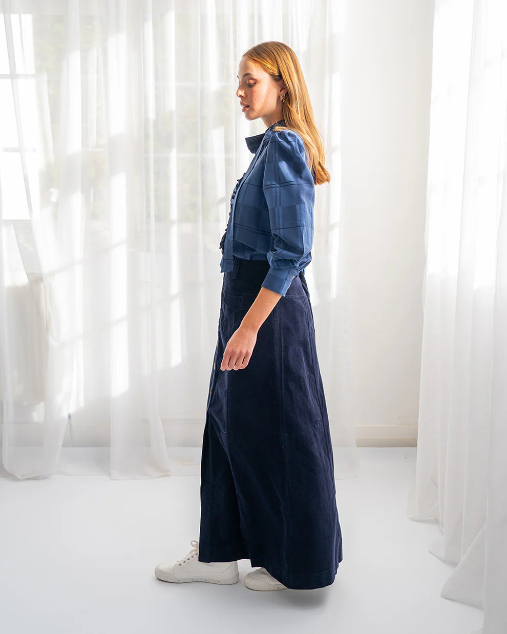 Hudson Corduroy Maxi Skirt - Navy