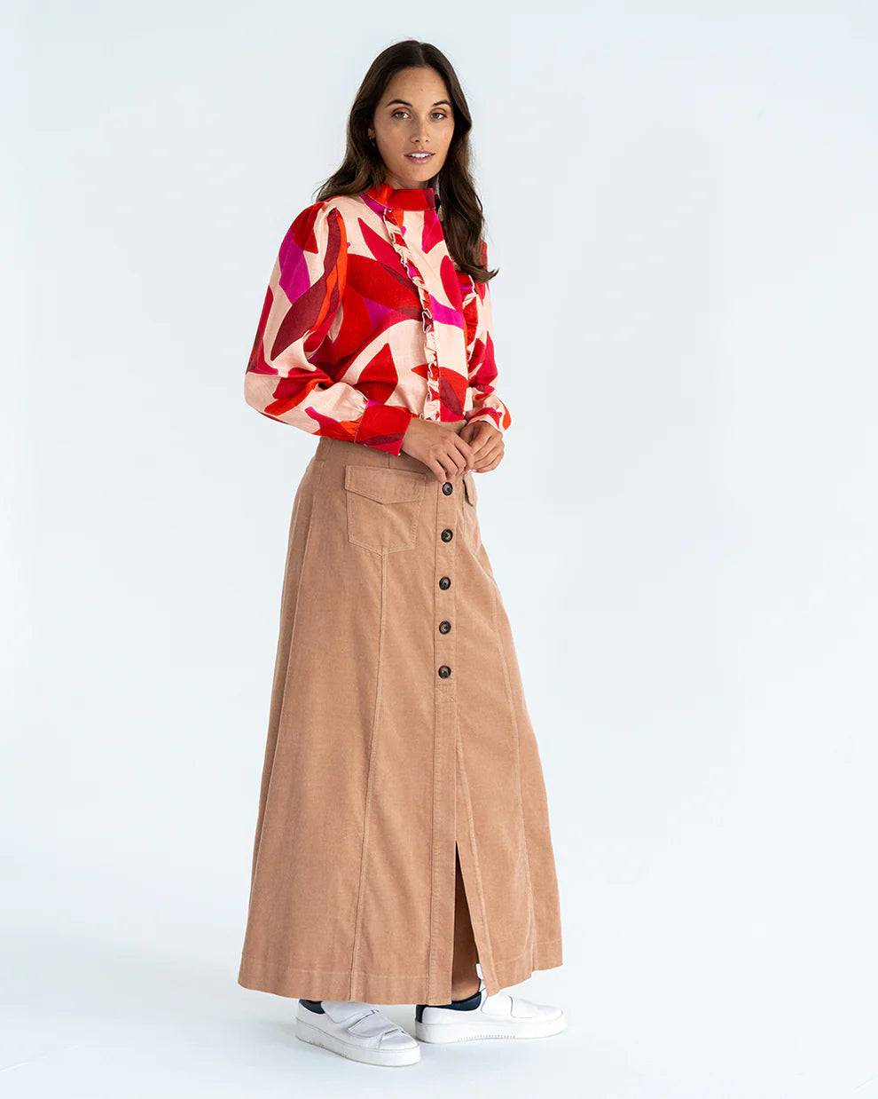 Hudson Corduroy Maxi Skirt - Camel
