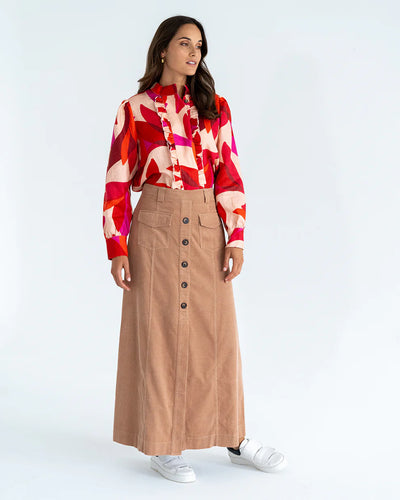 Hudson Corduroy Maxi Skirt - Camel