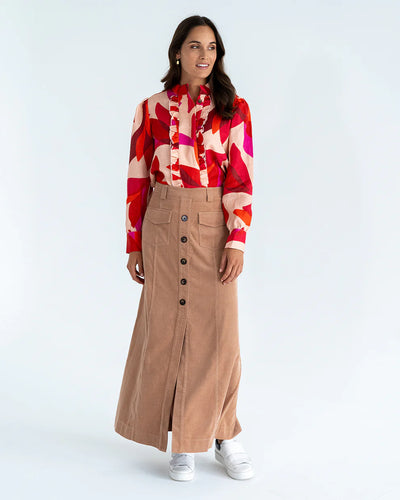 Hudson Corduroy Maxi Skirt - Camel