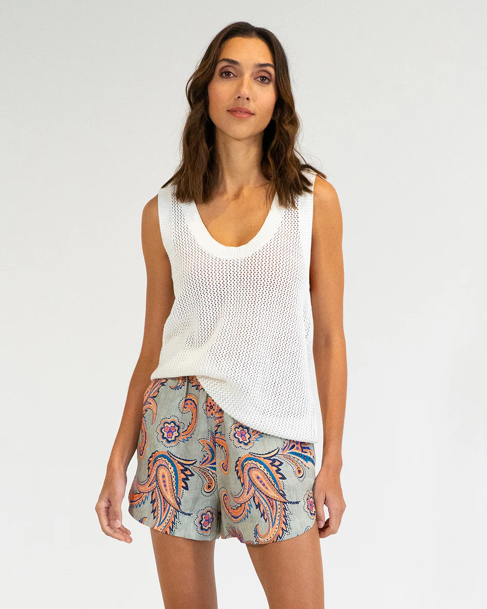 EK Palm Cove Tank Knit - White
