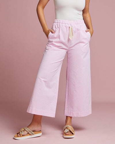 Portofino Trouser - Bubblegum Seersucker