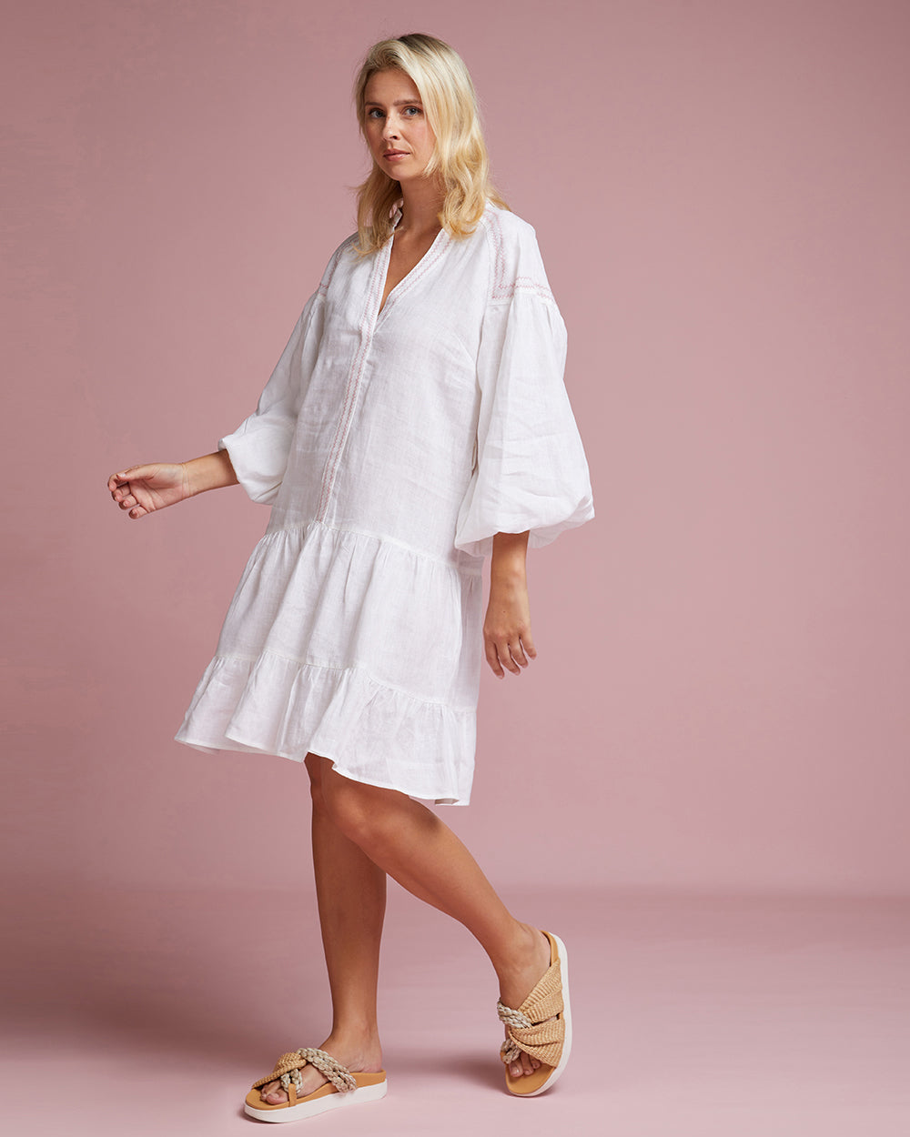 Sardinia Mini Dress - White Zig Zag