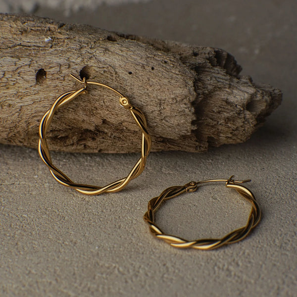 Vanessa Braided Gold Hoops