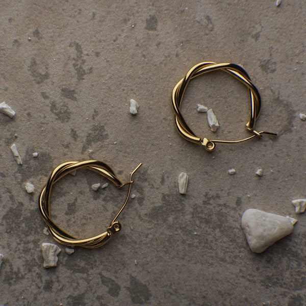 Vanessa Braided Gold Hoops