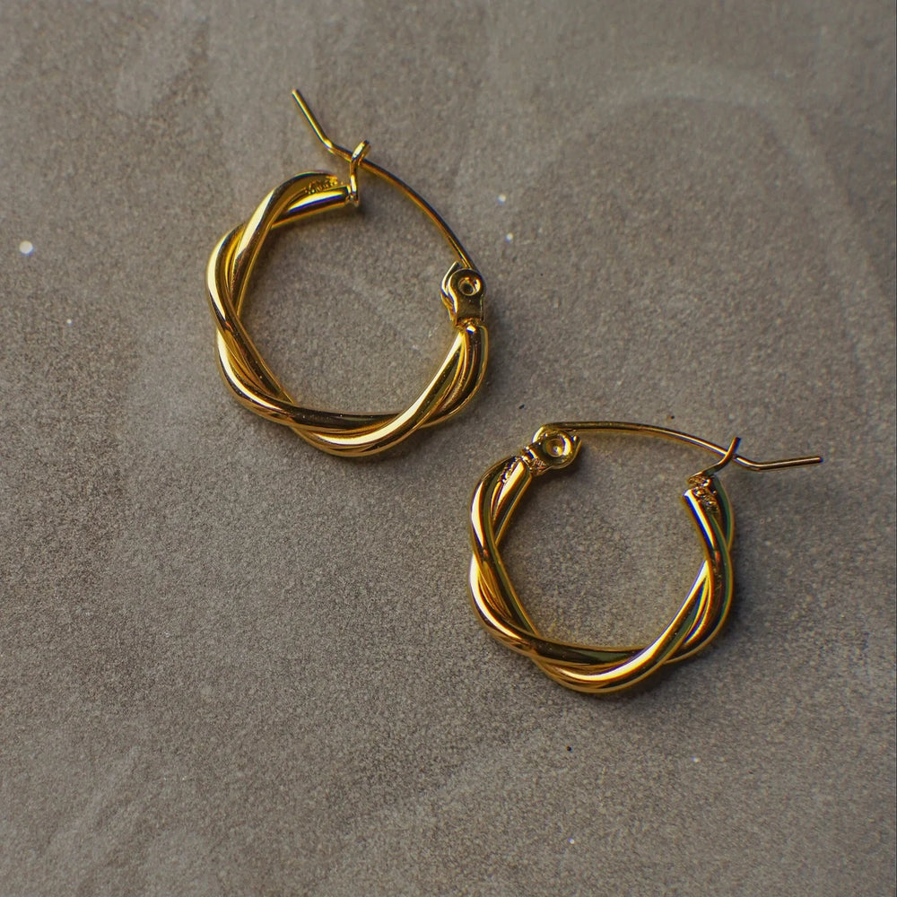 Vanessa Braided Gold Hoops