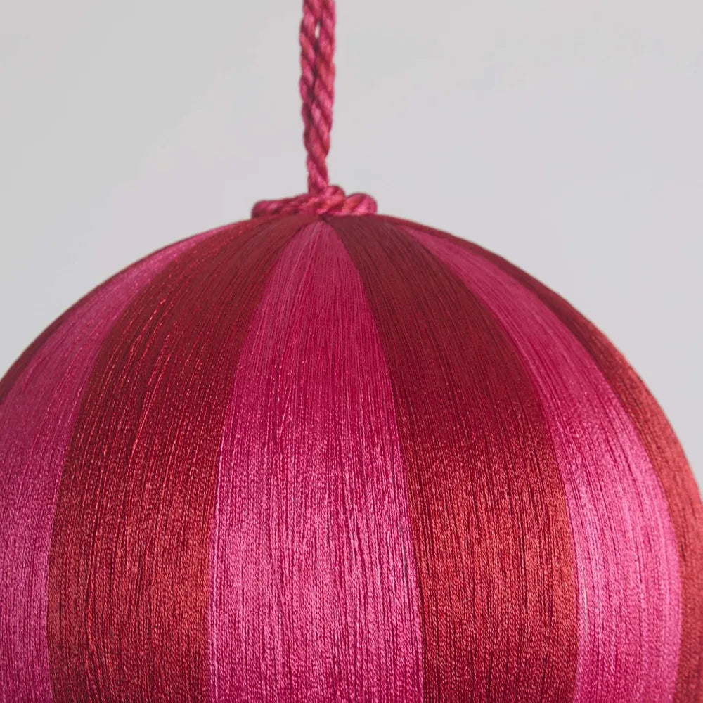 Silk Stripe Bauble Large - Fushia & Red