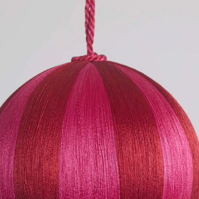 Silk Stripe Bauble Large - Fushia & Red