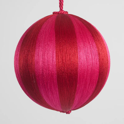 Silk Stripe Bauble Large - Fushia & Red