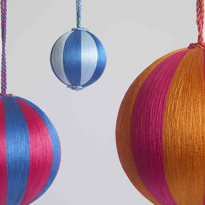 Silk Stripe Bauble Large - Pink & Orange