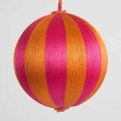 Silk Stripe Bauble Large - Pink & Orange