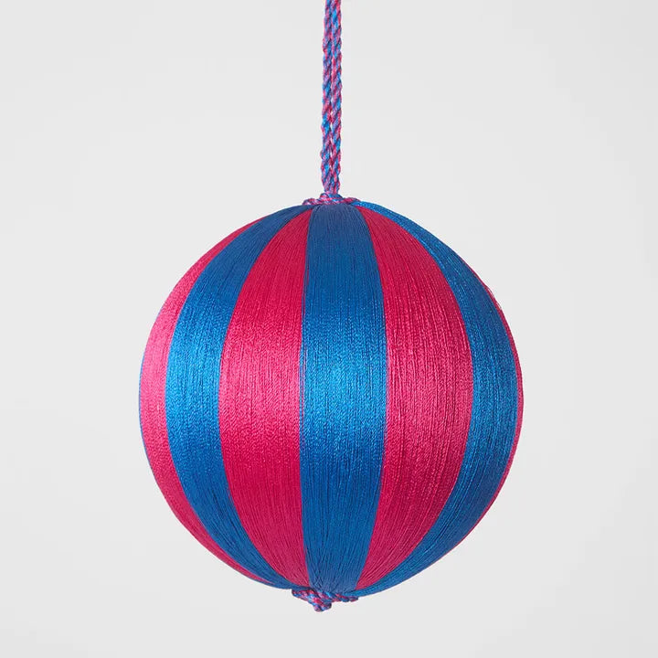 Silk Stripe Bauble Medium - Pink & Blue