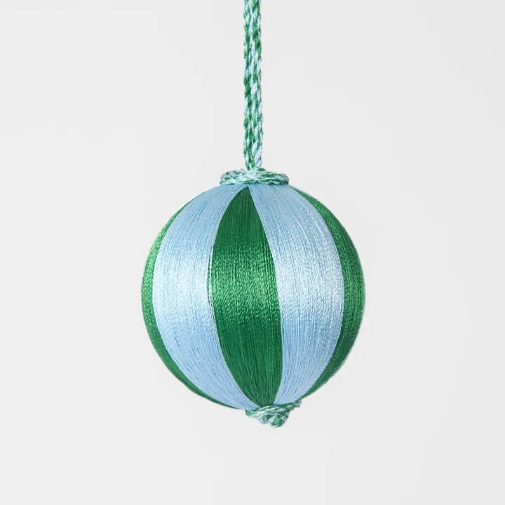 Silk Stripe Bauble Small - Blue & Green