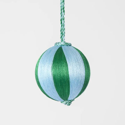 Silk Stripe Bauble Small - Blue & Green