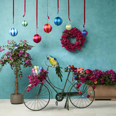 Silk Stripe Bauble Small - Pink & Blue