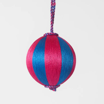 Silk Stripe Bauble Small - Pink & Blue