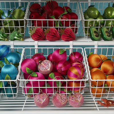 Silk Stripe Bauble Small - Pink & Orange