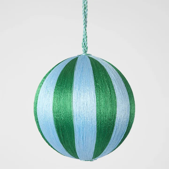 Silk Stripe  Bauble Medium - Blue & Green