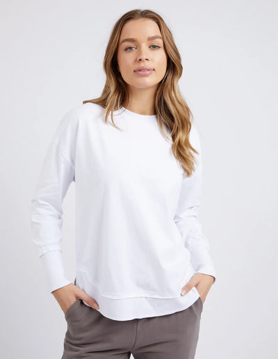 Woman wearing farrah long sleeve white