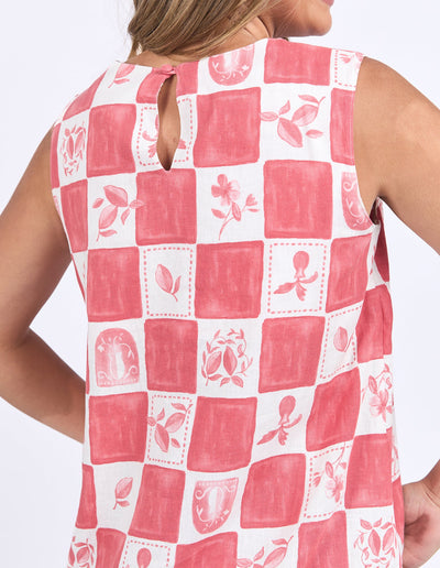 Biarittz Top - Crimson Print