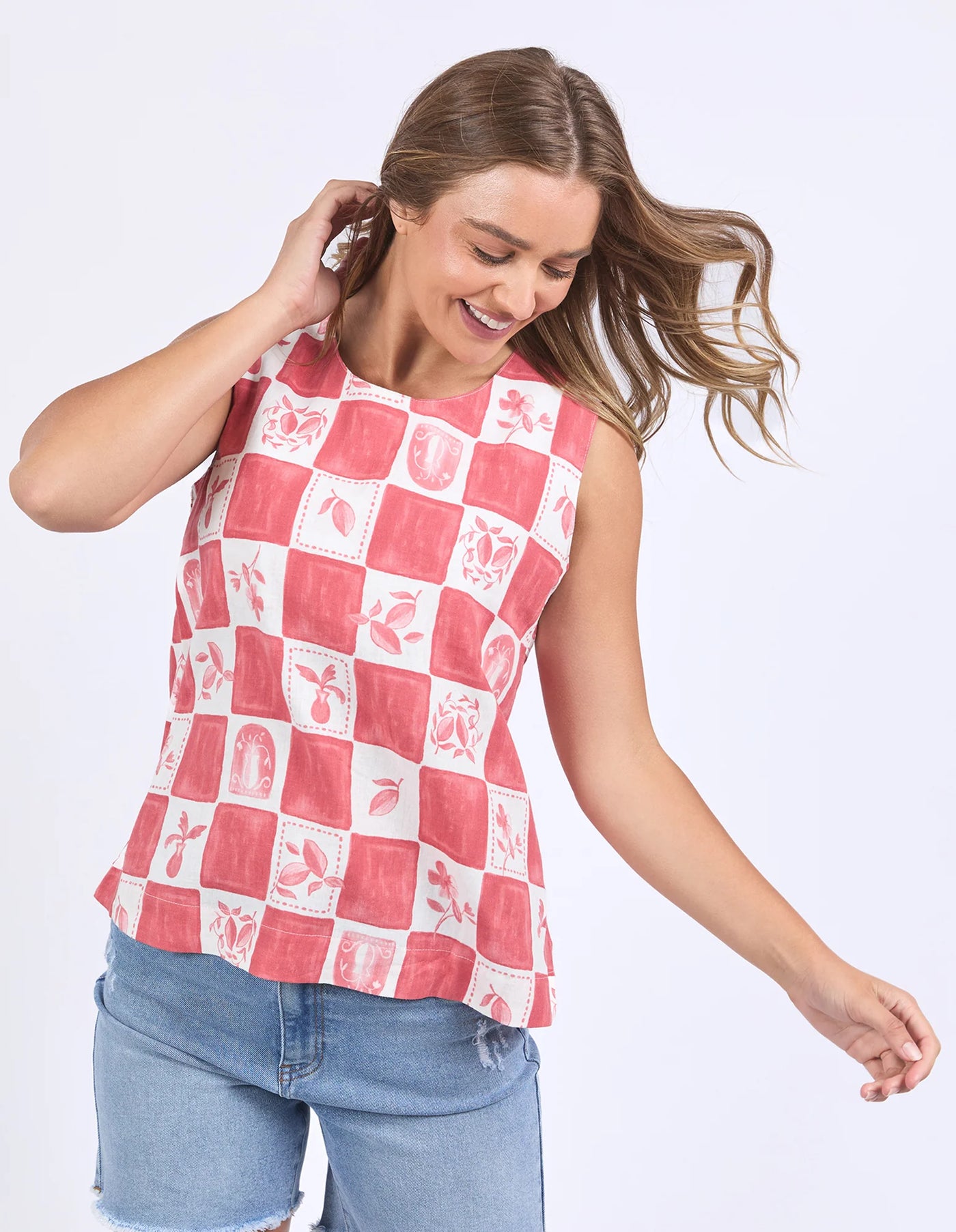 Biarittz Top - Crimson Print