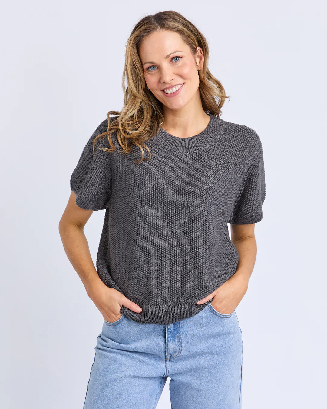 Blair Short Sleeve Knit - Charcoal